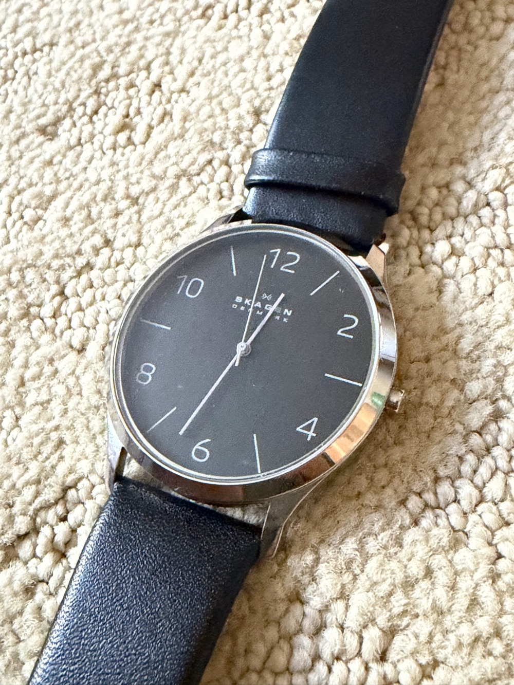 Skagen Black Dial Men's Watch with Silver Case